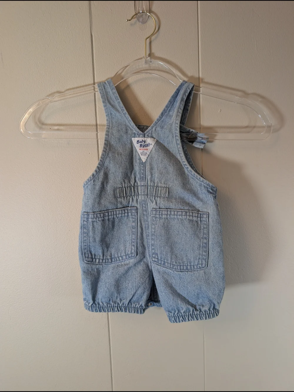 Vintage Baby B'gosh by OshKosh Light Wash Denim Bubble Romper Overalls 18M